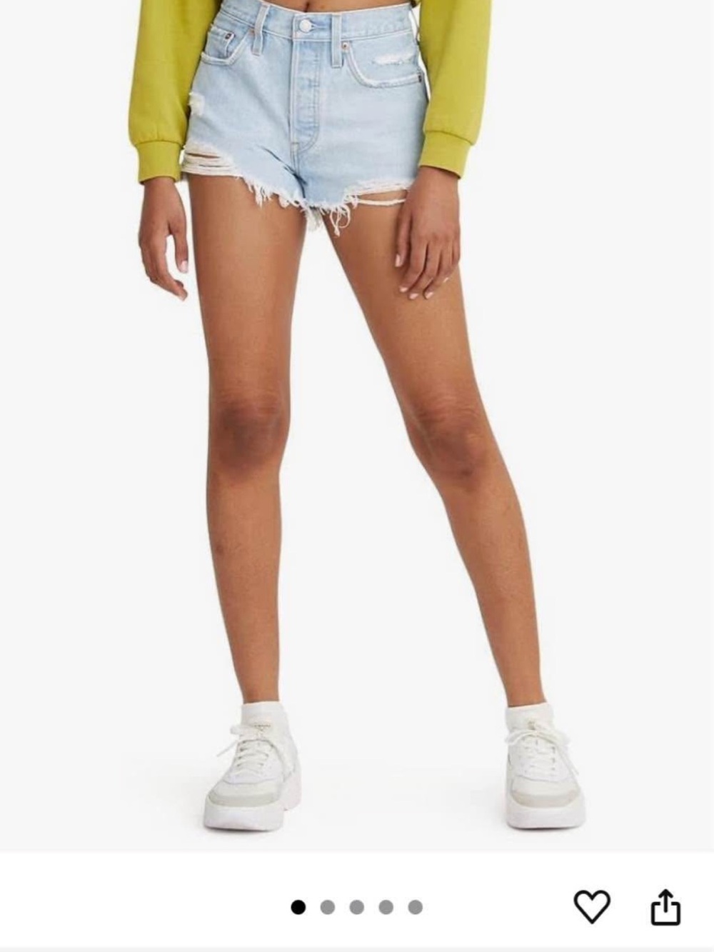 Levi's Light Blue Distressed High-Rise Denim Shorts